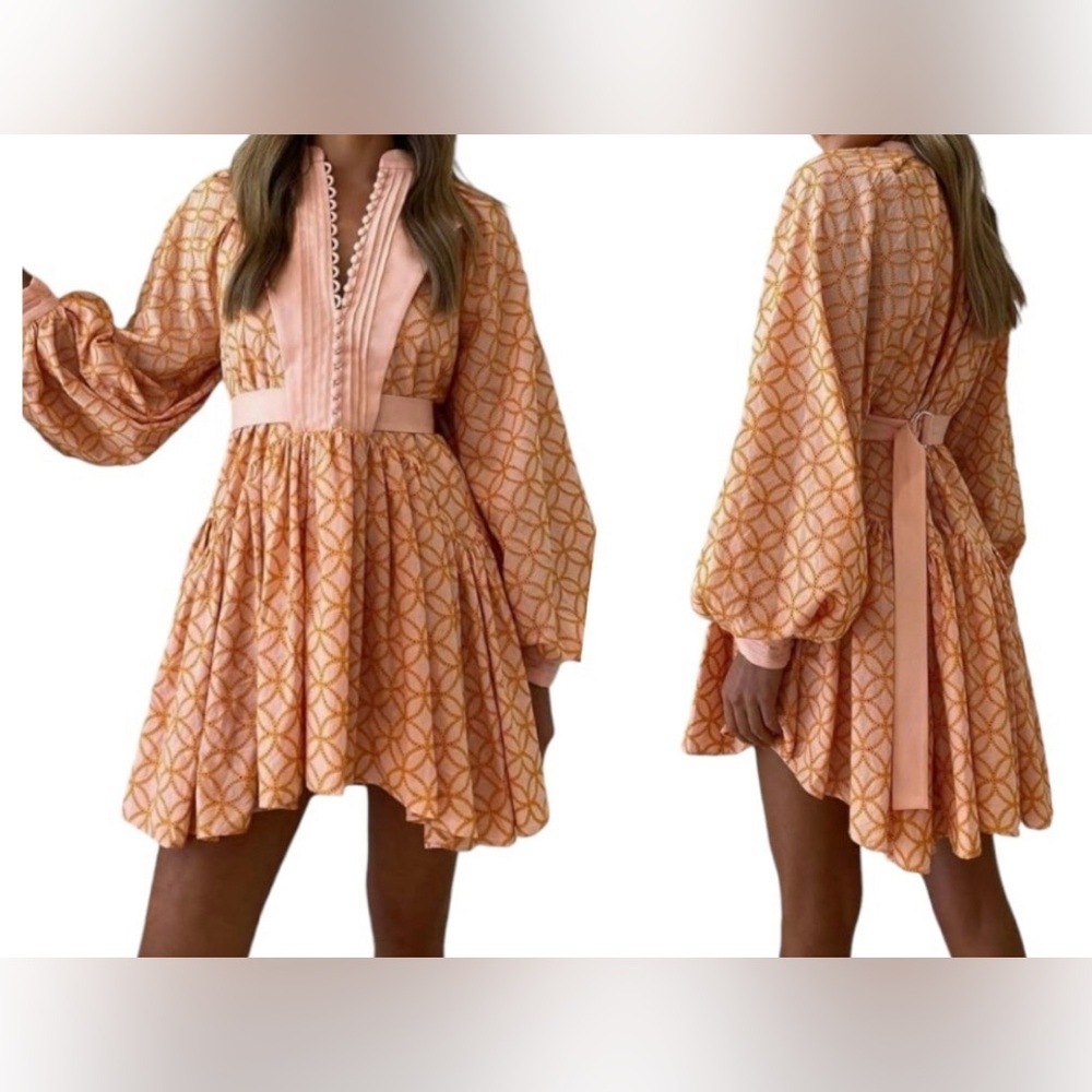 ASA Fashion Ruffle Sleeve Button Front Shift Swing Dress - Size XL Long Sleeve